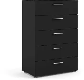 ebuy24 Petra Kommode 5 Schubladen, Holzwerkstoff, mattschwarz, 70x102x40cm (5713035067935)