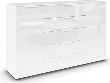 Rauch FLIPP Sideboard mit Glasfront, 2-t&uuml;rig, 5 Schubladen, wei&szlig;, 160cm (FLIPP)