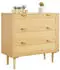 VEVOR Rattankommode 3 Schubladen Metallgriffe Holzbeine 80x35x77cm