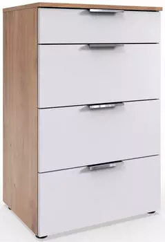 Wimex Level by fresh to go Schubkastenkommode 4 Schubladen Soft-Close, 54cm, wei&szlig;/Plankeneiche