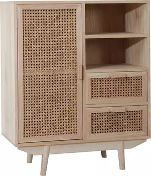 SalesFever Vejle Sideboard Rattangeflecht, MDF/Paulowniaholz, Natur, 70x36cm (396315)