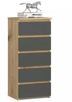 Home Collective Highboard 5 Schubladen, 40cm breit, 92cm hoch, Artisan Eiche-grau