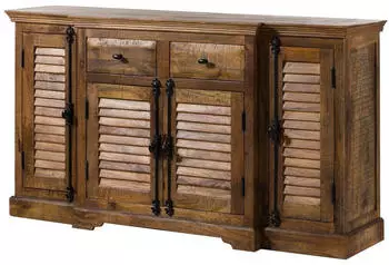 Massivmoebel24 Rodez Sideboard Mangoholz 160x45x90cm dunkelbraun ge&ouml;lt (09-312-156-0121)