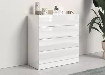 Borchardt-M&ouml;bel Vaasa Kommode 4 Schubladen, 76cm, Wei&szlig; Matt/Hochglanz (330804-0)