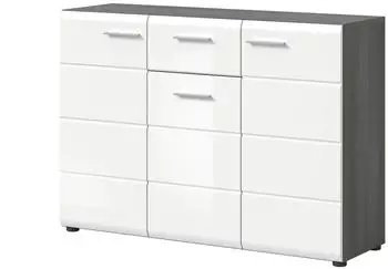 xonox.home Salsa Kommode Wei&szlig; Hochglanz / Rauchsilber 120x85x37cm (SALSA)