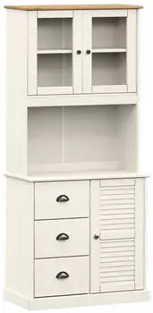 vidaXL VIGO Highboard Wei&szlig; 78x40x175cm Massivholz Kiefer (3188305)