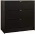 Mirjan24 Tireno Kommode 3 Schubladen geriffelte Fronten 80x75x40cm Schwarz (Tireno 3SZ)
