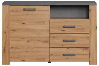 trendteam Follow Sideboard 3 Schubladen, Eiche/Anthrazit, 127x83x40cm (2228872E2)
