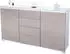 Vladon Faro V1 Sideboard 2 Türen, 4 Schubladen, LED, Weiß matt / Sandgrau Hochglanz (50000180)