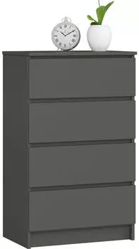 Akord Furniture Factory K60 Schubladenkommode 4 Schubladen Graphitgrau 60x40x99cm (K60)