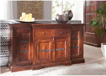 Massivmoebel24 Oxford Sideboard Akazie 160x45x85cm nougat lackiert (09-312-620-9602)