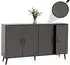 Mendler HWC-N89 Sideboard Fischgrätenmuster Melamin Marmor-Optik grau 88x150x40cm (109690)