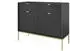 Selsey Vellore Sideboard 2-türig 2 Schubladen, Schwarz, geriffelte Fronten, goldene Metallbeine (104x83x39cm)