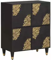 vidaXL Sideboard mit Regal Schwarz 60 x 33 x 75 cm Massivholz Mango
