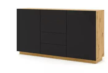 Bim Furniture Aura 2D4S Sideboard 2 T&uuml;ren 4 Schubladen, 164x41x89cm, Artisan Eiche/Schwarz Matt (Aura 2D4S)