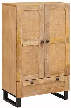 vidaXL Highboard mit Schublade Braun 40x33x110cm Massivholz Mango