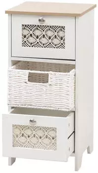 Mendler HWC-O75 Schubladenschrank 3 Korbschubladen Holz Melamin 63x30x30cm natur-wei&szlig; (139346)
