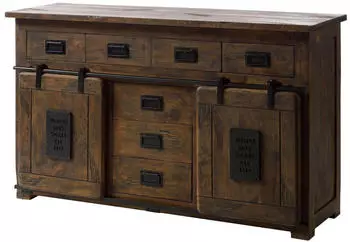 Massivmoebel24 Railway #419 Sideboard Mangoholz ge&ouml;lt 150x45x90cm braun (09-312-772-3017)