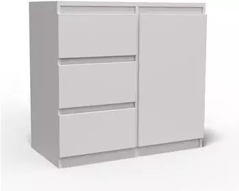 Masseno Meraviglia Kommode 3 Schubladen 1 T&uuml;r 80x85x33cm Wei&szlig; (MERG 3S1F WHITE)