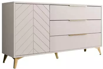 Mirjan24 Xylix 1D3SZ Highboard mit 3 Schubladen, Drehtür, goldene Griffe (1D3SZ)