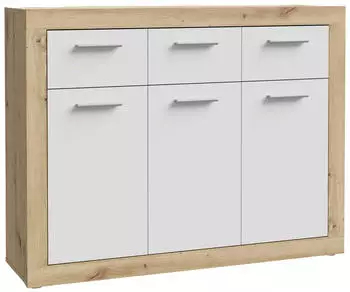 Forte Baccio Sideboard 3 T&uuml;ren 3 Schubladen Artisan Eiche/Wei&szlig; 117,9x91,5x34cm (54190440-0)