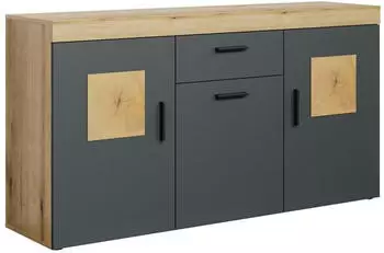 trendteam Sideboard Tyler 3 T&uuml;ren 1 Schublade Anthrazit/Coast Evoke Eiche 160x86x42cm