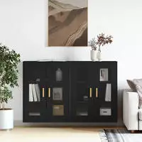 vidaXL Wandschr&auml;nke 2 Stk. Schwarz Holzwerkstoff