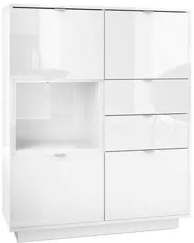 Vladon Metro Highboard 4 T&uuml;ren, 2 Schubladen, Wei&szlig; Hochglanz (103x123x37,5cm)