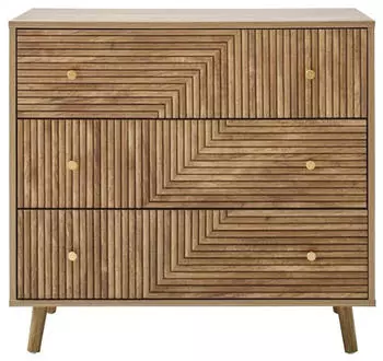 Calicosy Eden Kommode 3 Schubladen Lamellenfronten, 80x40x75cm