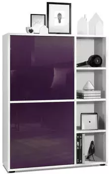Vladon Highboard Cuba Brombeer Hochglanz, Wei&szlig; matt, 8 F&auml;cher (50009291)