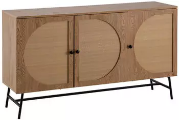 Wohnling Sideboard 140x80x39cm Eiche-Dekor Rattan 3 T&uuml;ren (WL6.892)