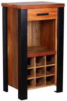 Mr. Deko Venosa Weinkommode Massivholz Mango Industrial Vintage-Optik 56x45x102cm (BL61015)