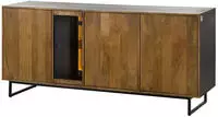Massivmoebel24 Sideboard, Schwarz, Holz, Echtholz,Mangoholz, 4 F&auml;cher, Rechteckig,
