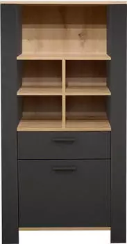 M&auml;usbacher Nele Stauraumschrank 1 T&uuml;r 1 Schubkasten Anthrazit matt/Asteiche 63x152x44cm (56950812-0)