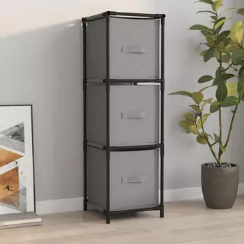vidaXL Lagerschrank 3 Stoff-Schubladen Grau 34x34x101cm Stahl