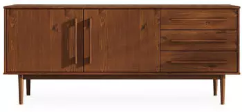 Idimex Sideboard TECCA 2 Türen, 3 Schubladen, Massivholz Kiefer, Kastanie, 170x71x41cm