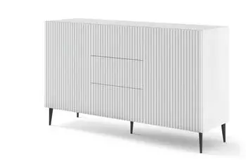 Bim Furniture Ravenna B 2D3S Sideboard 149x41x86cm, Wei&szlig; Matt, Schwarze Metallbeine (2D3S)