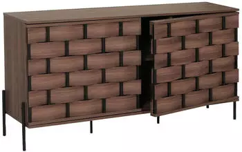 Mendler HWC-M44 Sideboard 3D-Flecht-Design Push-to-open 152x80x40cm, braun (HWC-M44)