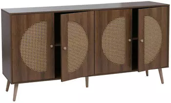 MCW Sideboard P49 Poly-Rattanfront MDF Melamin 80x160x40cm, braun (100503)