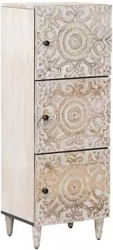 vidaXL Hochschrank mit Regal wei&szlig;, Mangoholz massiv, 40x33,5x110cm (4018397)