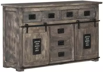 Massivmoebel24 Railway Sideboard Mango massiv grau lackiert 150x45x90cm (09-312-772-1017)