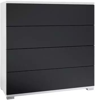 Vladon Pavos V3 Sideboard 4 Schubladen, wei&szlig; matt/schwarz matt, 76x76x35cm