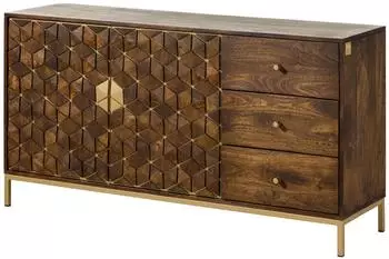 Massivmoebel24 Diamond Sideboard Mangoholz braun ge&ouml;lt 145x40x77cm (09-330-760-1007)