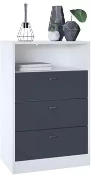Vladon Pino V2 Kommode 3 Schubladen, wei&szlig; matt/anthrazit matt (56x86,5x36cm)