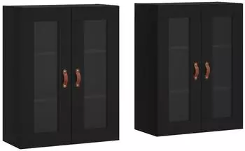 vidaXL Wandschr&auml;nke 2 Stk., schwarz, Holzwerkstoff (3197914)