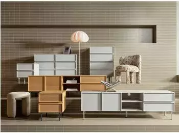 Woood Tours Sideboard 6 Schubladen, Melamin-MDF, sand, 120x42x80cm