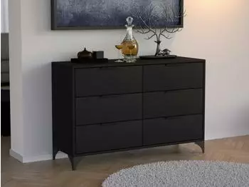 Beautysofa HOME 6S Kommode 6 Schubladen, schwarz, 120x80x40cm