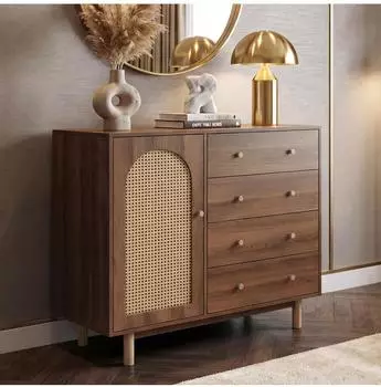 MCW Kommode P52 Poly-Rattan MDF, braun, 95x100x40cm (P52)