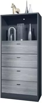 Vladon Pino V3 Kommode 4 Schubladen, anthrazit matt/Avola-Anthrazit (56x125x36cm)