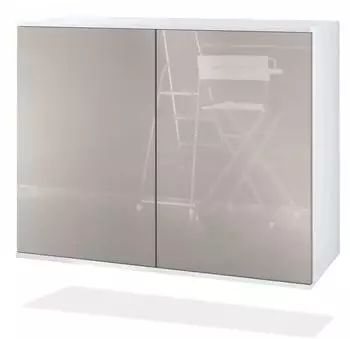 Vladon Skadu V3 Kommode 2 T&uuml;ren, wei&szlig; matt/sandgrau hochglanz, 92,5x73,5x35cm